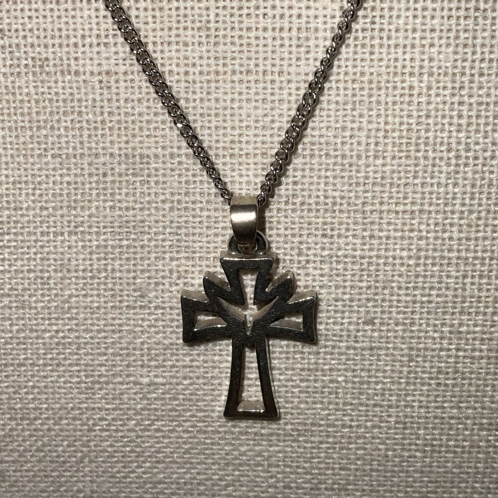 Retired James Avery Sterling Silver Holy Spirit Descending Dove Cross Pendant